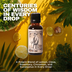 Top view of essential oil bottle showing label