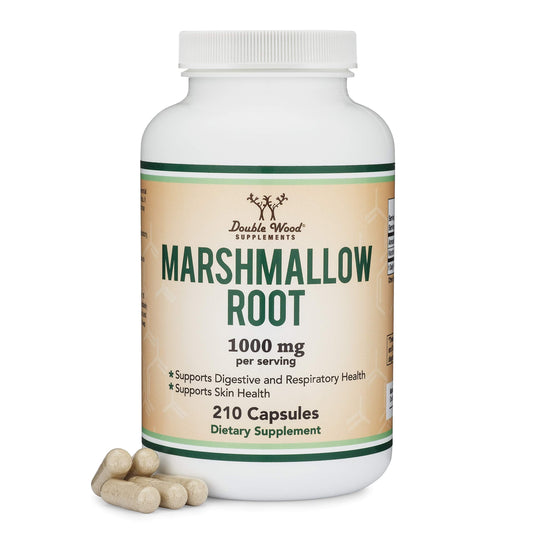Marshmallow Root Capsules bottle label - 210 count, 1000mg per serving