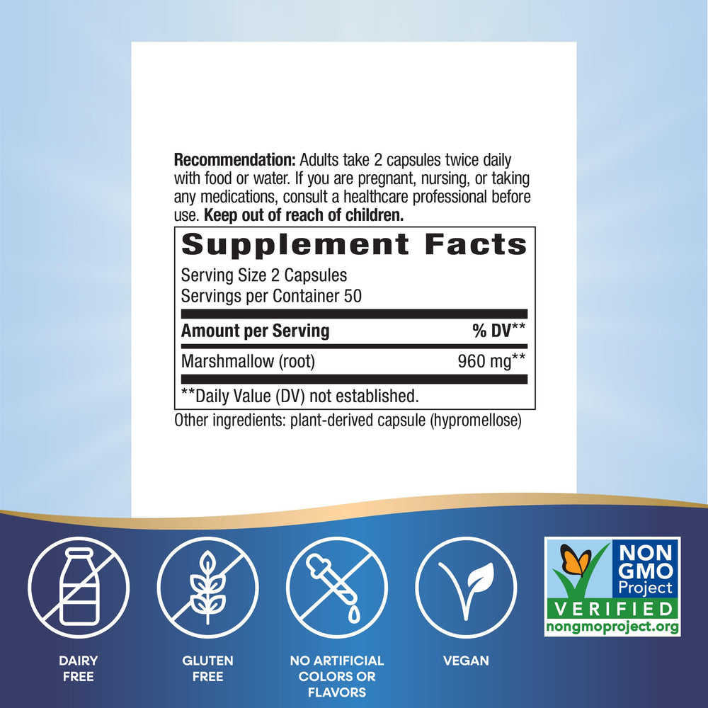 Marshmallow Root capsules in bottle