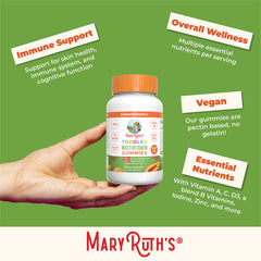 GMP facility label and allergen information on MaryRuth Organics gummy bottle