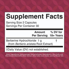 MaryRuth Organics Berberine label close-up showing root extract