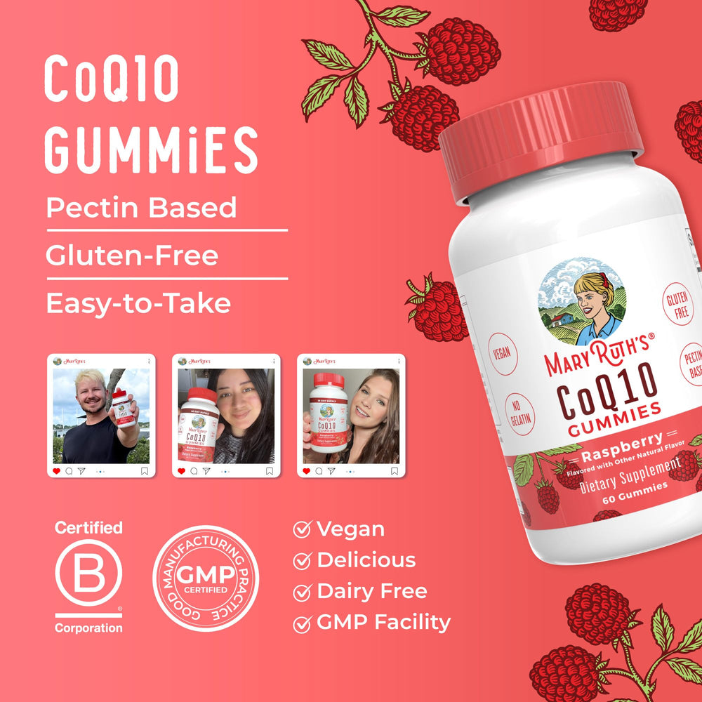 Gluten-free and dairy-free MaryRuth CoQ10 gummies packaging