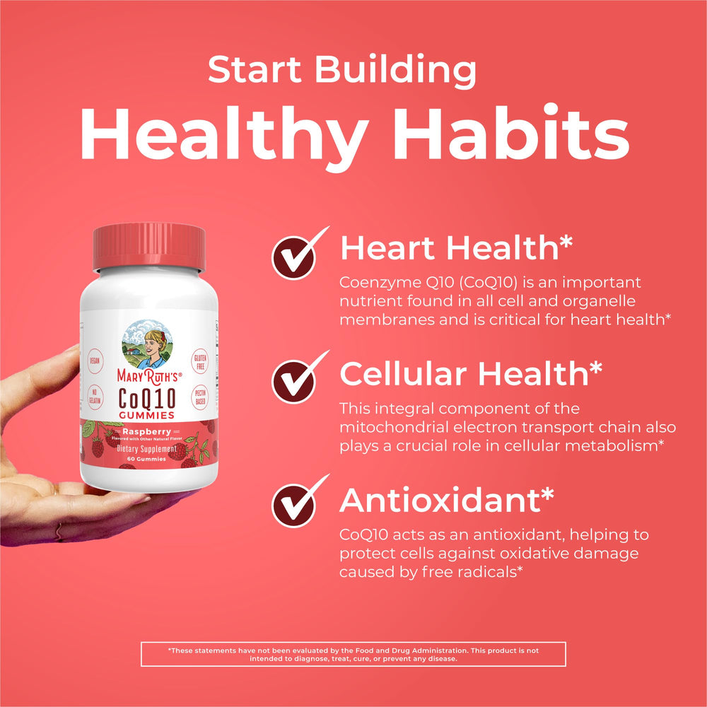 Nutrition facts label for CoQ10 Raspberry Gummies