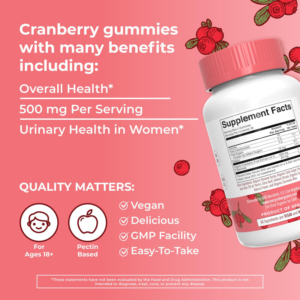 D-Mannose with cranberry gummies nutritional info