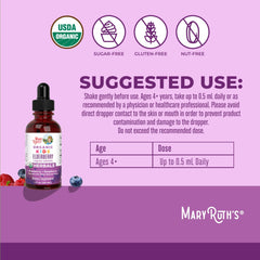 Nutrition and ingredients panel of elderberry drops for kids