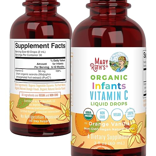 MaryRuth Organics Infant Vitamin C Drops packaging on a clean surface
