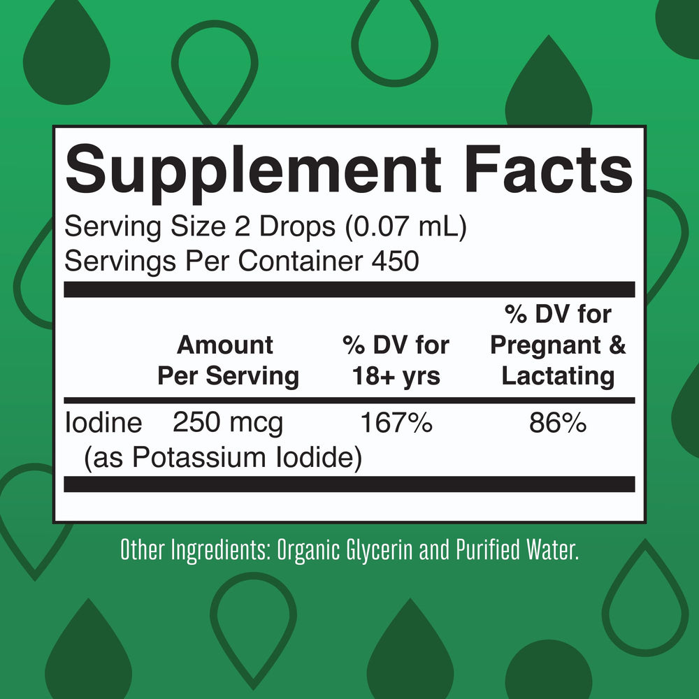 Iodine liquid drops prenatal support highlighting vegan diet benefits