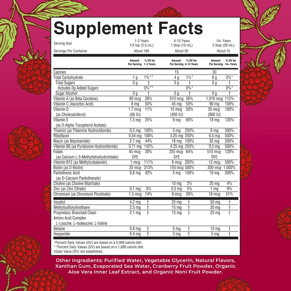 Liquid multivitamin for immune support with vitamins C and D