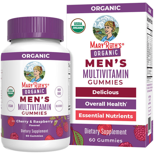 MaryRuth Organics Men's Vitamin Gummies bottle with red cap