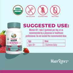 MaryRuth Organics Organic Menopause Gummies label displays USDA Organic certification
