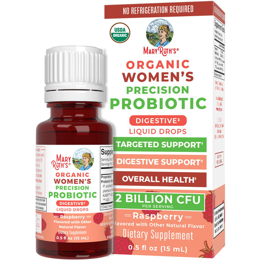 MaryRuth Organics Probiotic Drops bottle with raspberry flavor