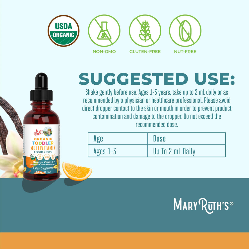 Close-up of the Toddler Multivitamin Drops bottle