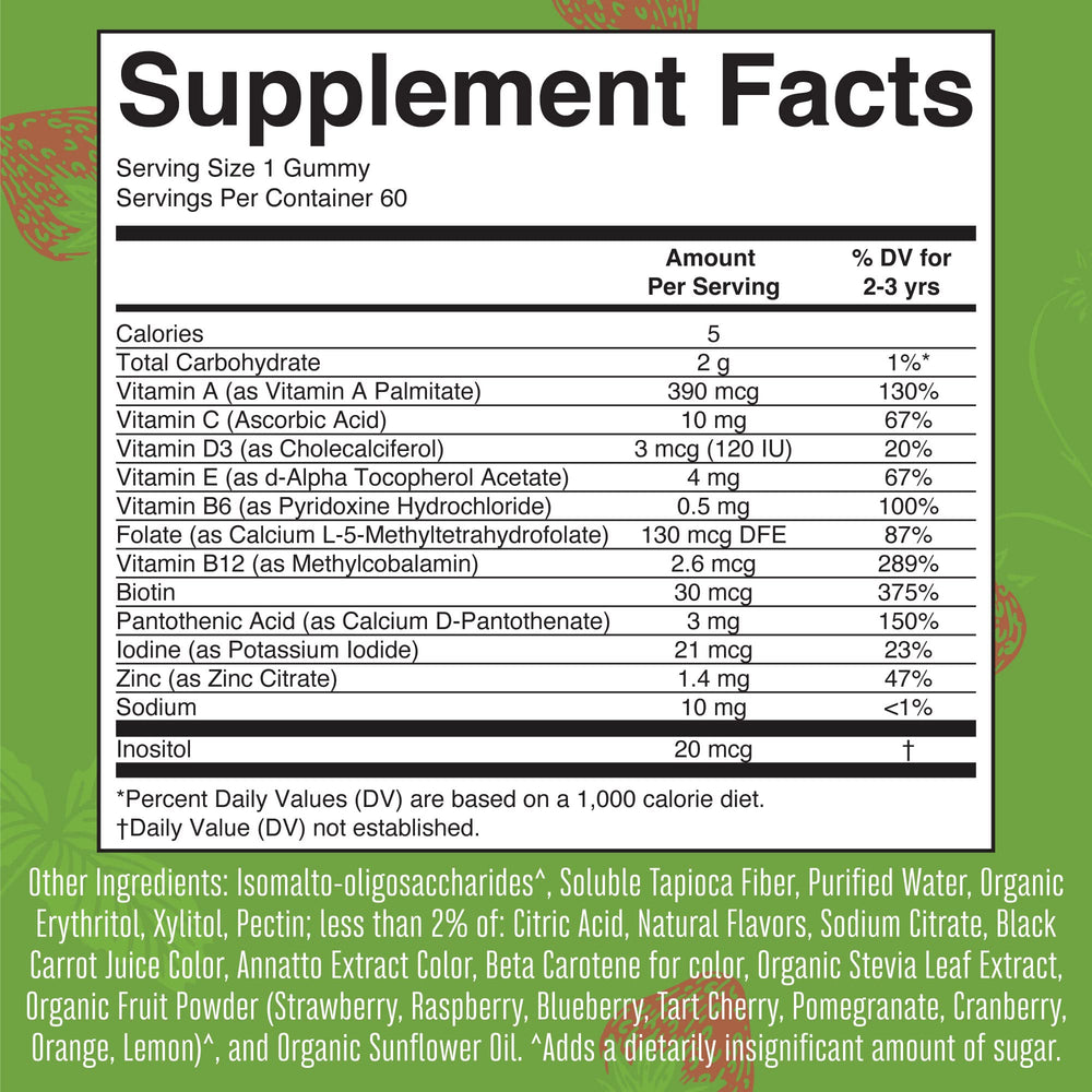 Non-GMO, gelatin-free, pectin-based MaryRuth Organics ingredients