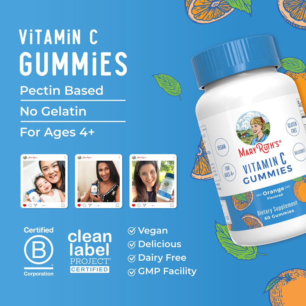 Graphic showing vitamin C benefits and orange flavor