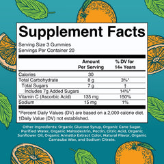 Close-up of MaryRuth Organics Vitamin C Gummies label