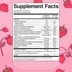 Close up of strawberry flavored MaryRuth Organics gummy vitamins