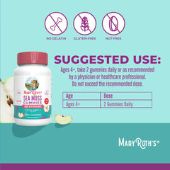 Nutrition label showing 50 mg Irish Sea Moss per two gummies