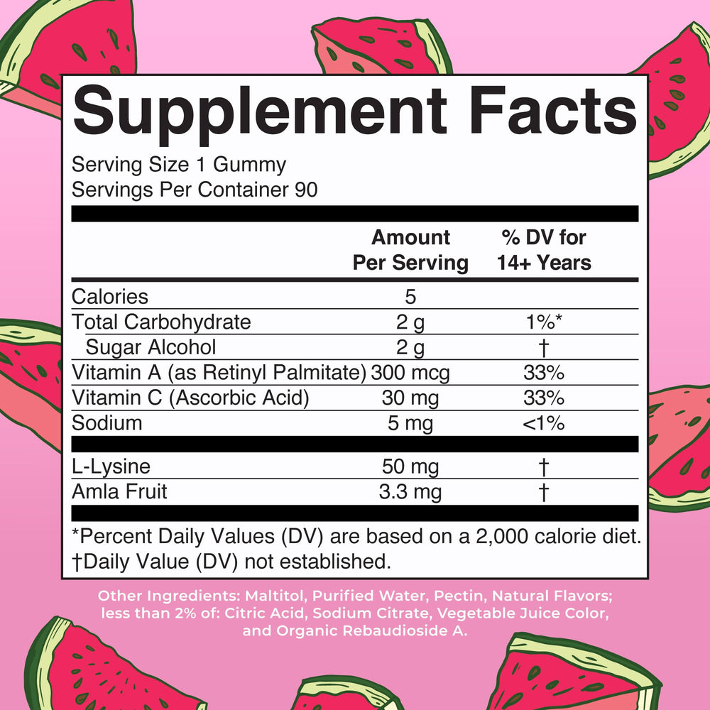 Watermelon flavored vegan collagen gummies close-up