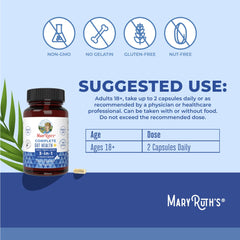 Five-strain probiotic blend from MaryRuth’s supports gut microbiome variety.
