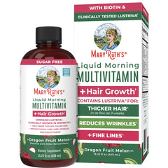 MaryRuths Liquid Multivitamin Hair Growth bottle supports daily wellness and potential hair fullness
