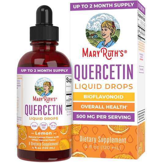 MaryRuth Organics Quercetin Liquid Drops lemon flavor bottle, 4 oz