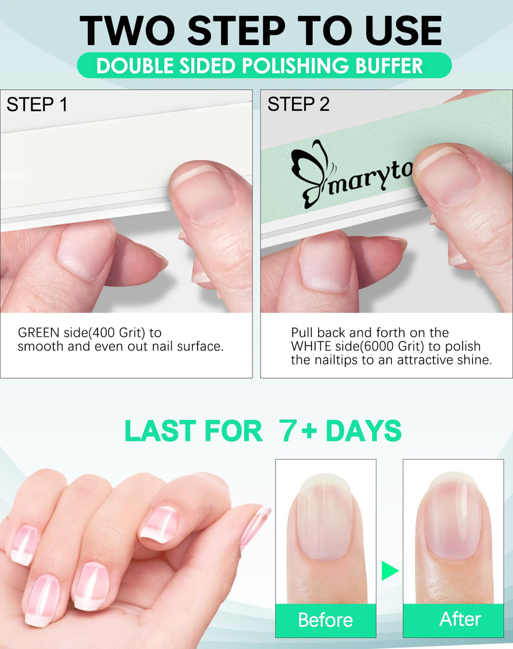 Maryton green side in use to even nail surfaces quickly
