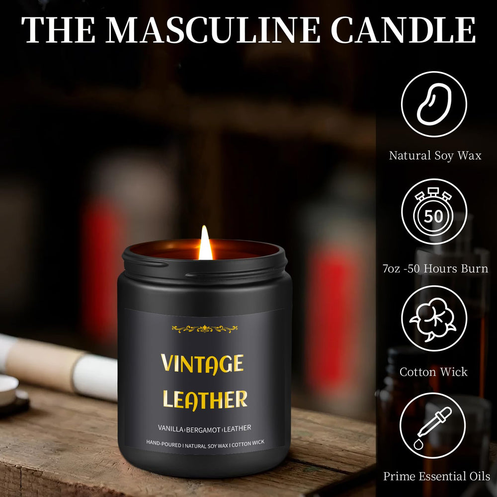 Masculine study ambiance featuring the candle