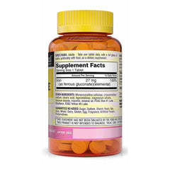 Label highlighting 27 mg elemental iron per serving (150% DV)