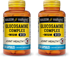 Front view of Mason Natural Glucosamine Complex + MSM with Vitamin C bottle (pack of 2)