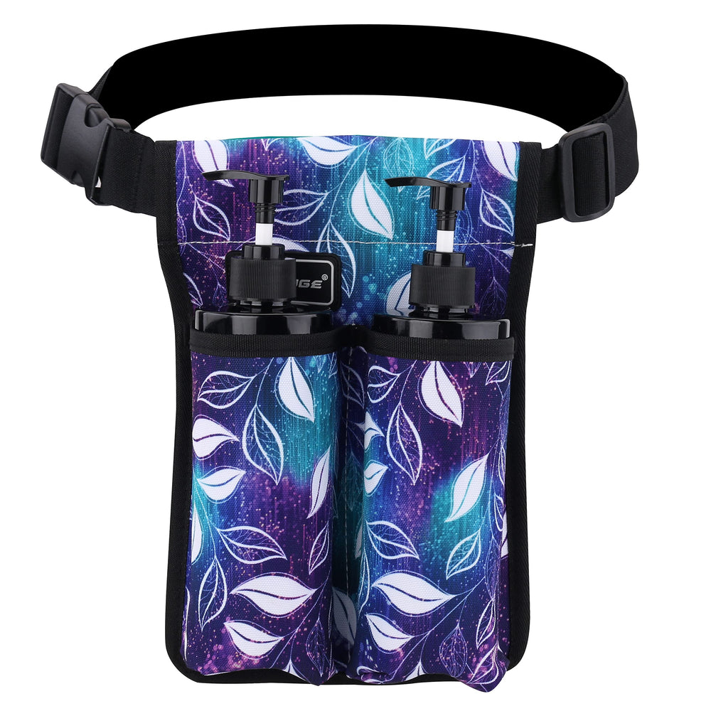 Front view of massage bottle bag with belt design