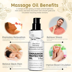 Massage oil applied to back and shoulders