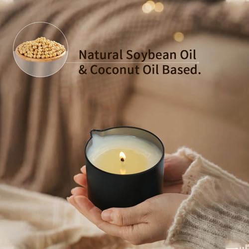 Candle melted massage oil pouring from bottle