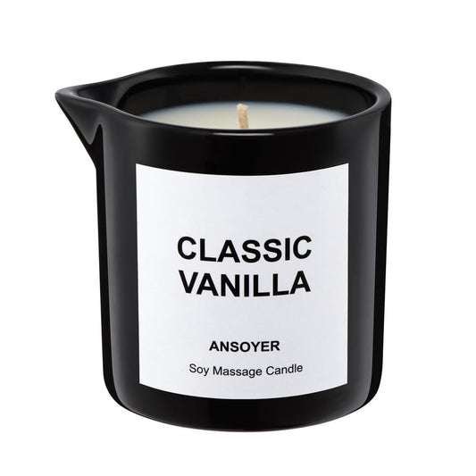 Massage Oil Candle for Men Classic Vanilla 8.1oz bottle label