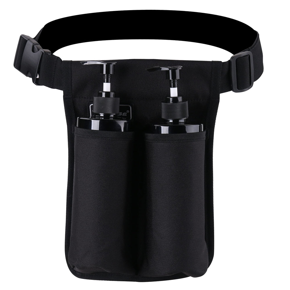 Bag open showing five pockets for bottles