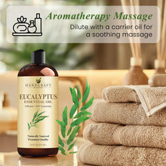 Massage oil using eucalyptus essential oil with a carrier oil