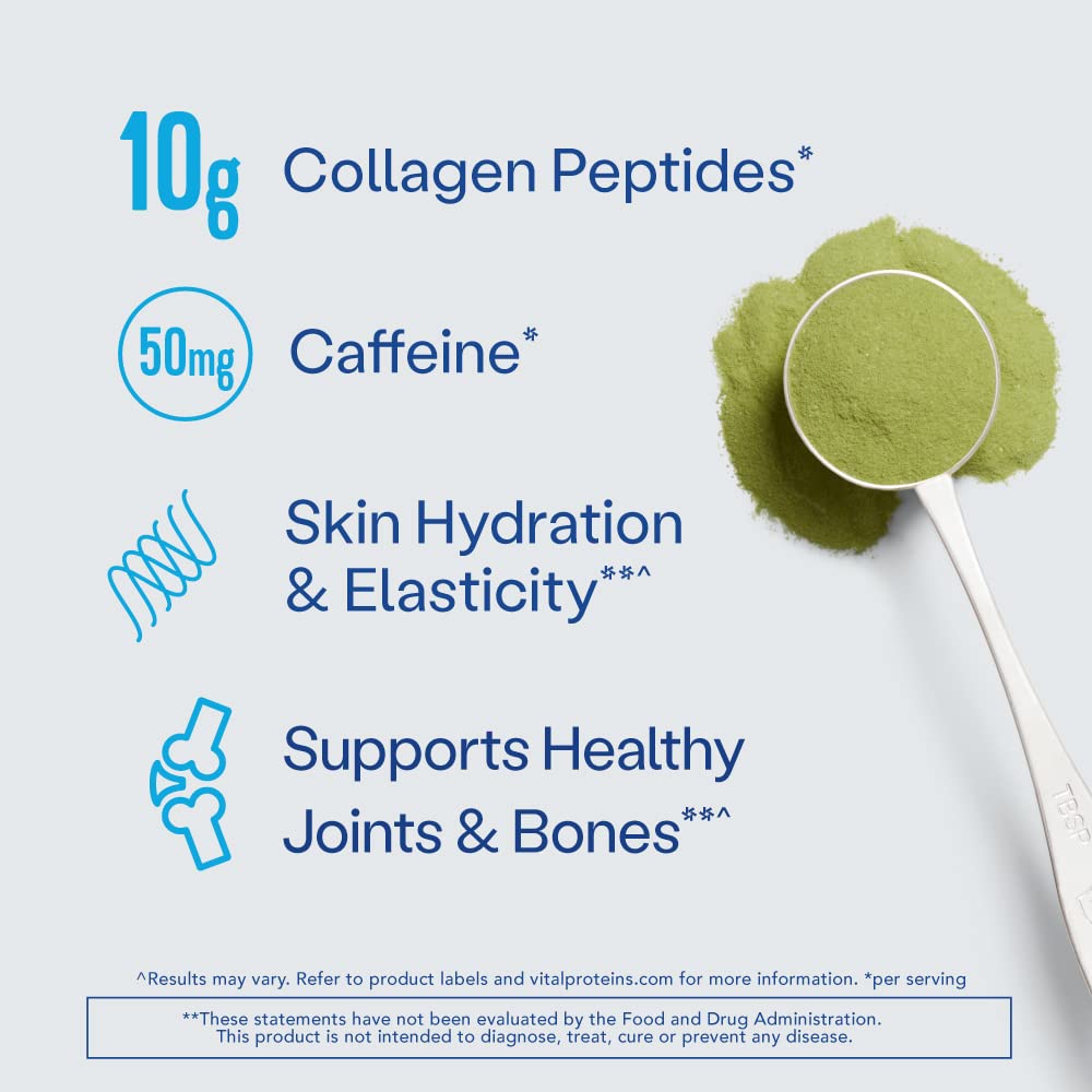 Matcha green tea powder dissolving in liquid with collagen