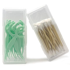 MatFirsmo travel cotton swab holder with clear top – front view