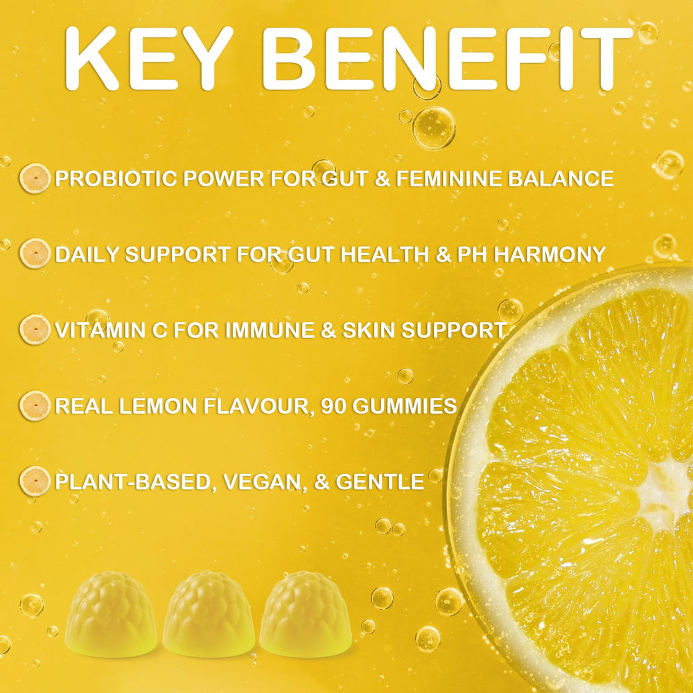 Gummies with lemon slices on white background