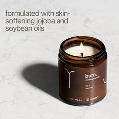 Melted candle oil used as hydrating massage oil on skin