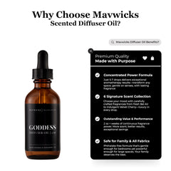 Close-up of Goddess diffuser oil bottle and label