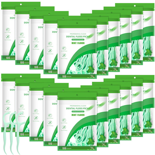 Maxcheck 2000 count green mint floss picks bulk - front view