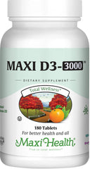 Maxi Health Vitamin D3 3000 IU bottle with 180 tablets