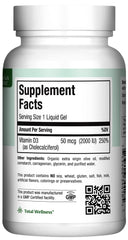 Close-up of Vitamin D3 2000IU label on the bottle