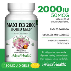 Bottle of 180 Vitamin D3 liquid gels on white background
