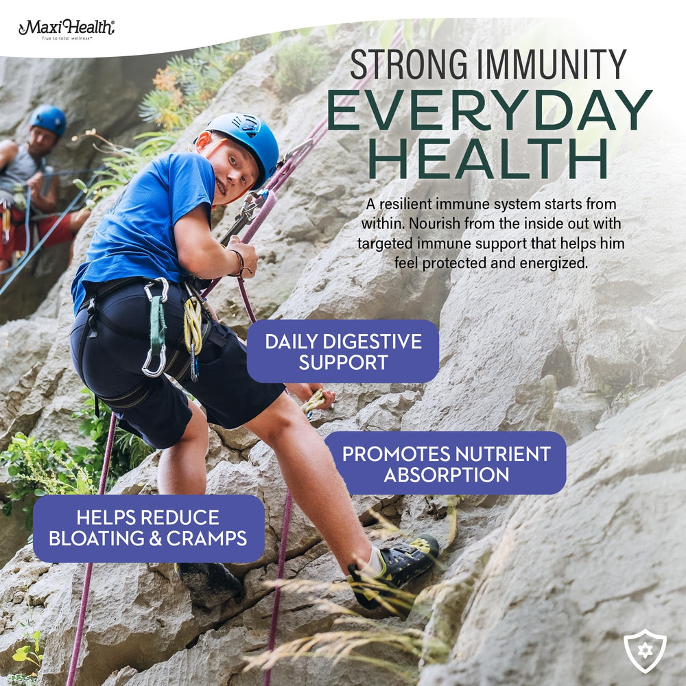 Maxi Health label close-up listing key vitamins and minerals for transparency
