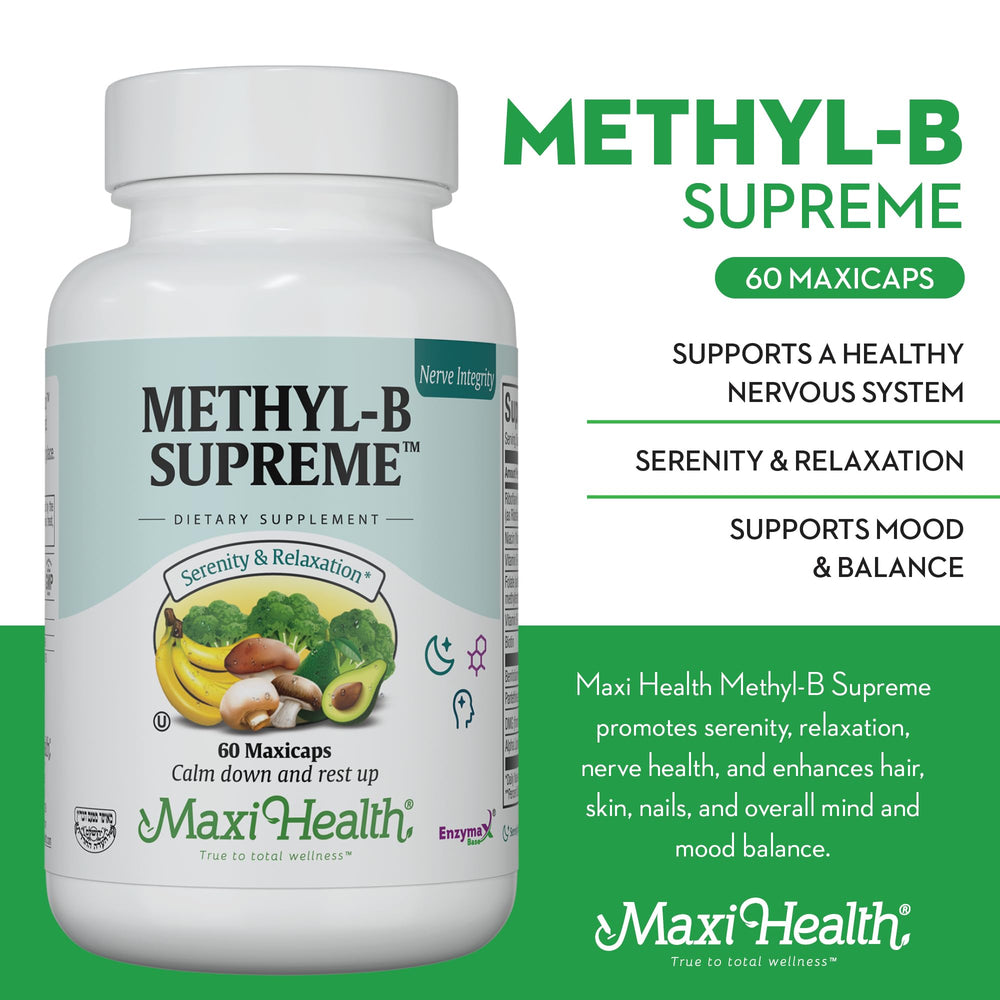 Maxi Health supplement facts panel focusing on methylated ingredients