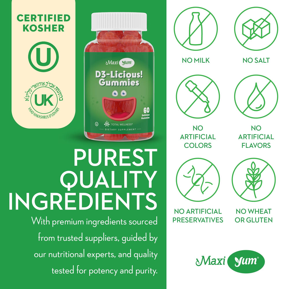 Vegan and non-GMO Maxi Health Vitamin D gummies