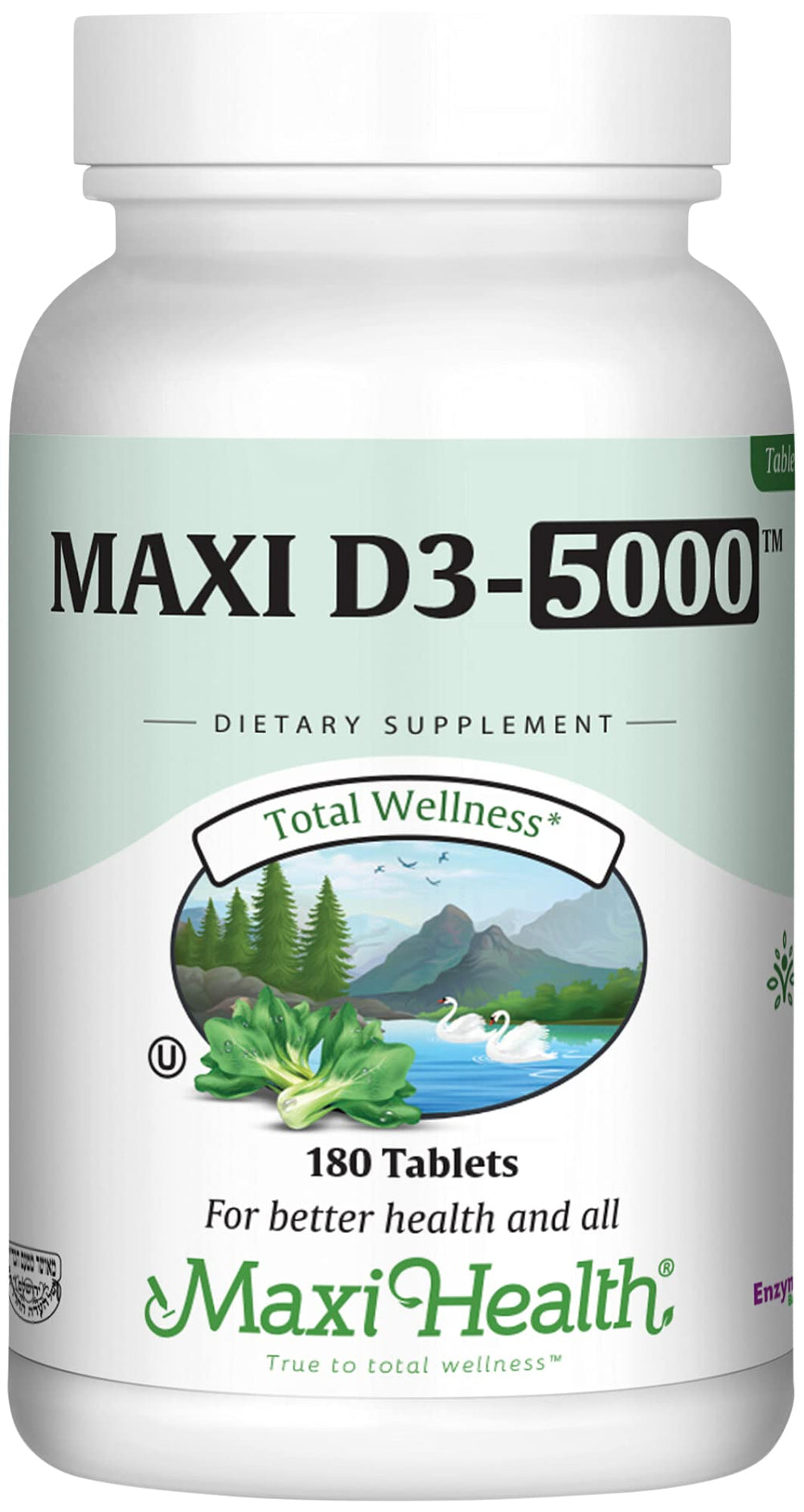 Maxi Health Vitamin D3 5000 IU bottle and tablets