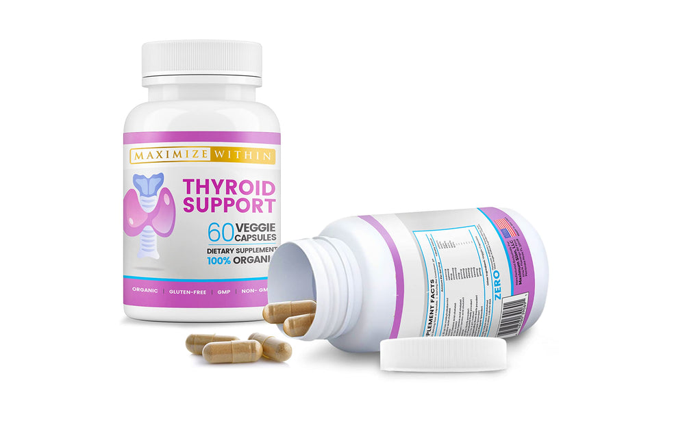 Thyroid support supplement display with two packs
