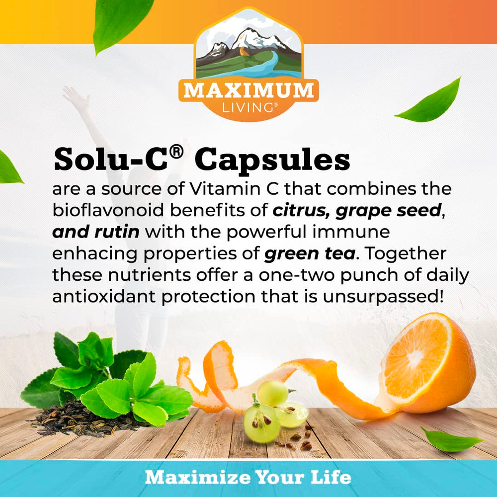 Packaging design for Maximum Living Solu-C with Green Tea
